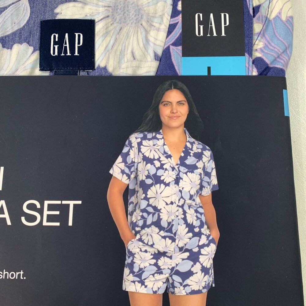 Gap Women's L PJ Set 2-Piece Floral Woven Top and Shorts Pajama Set Size L - Picture 3 of 8